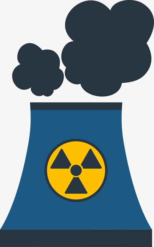 蓝色扁平核工厂污染